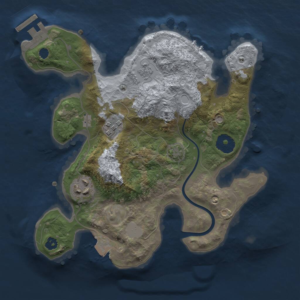 Rust Map: Procedural Map, Size: 2425, Seed: 1, 6 Monuments