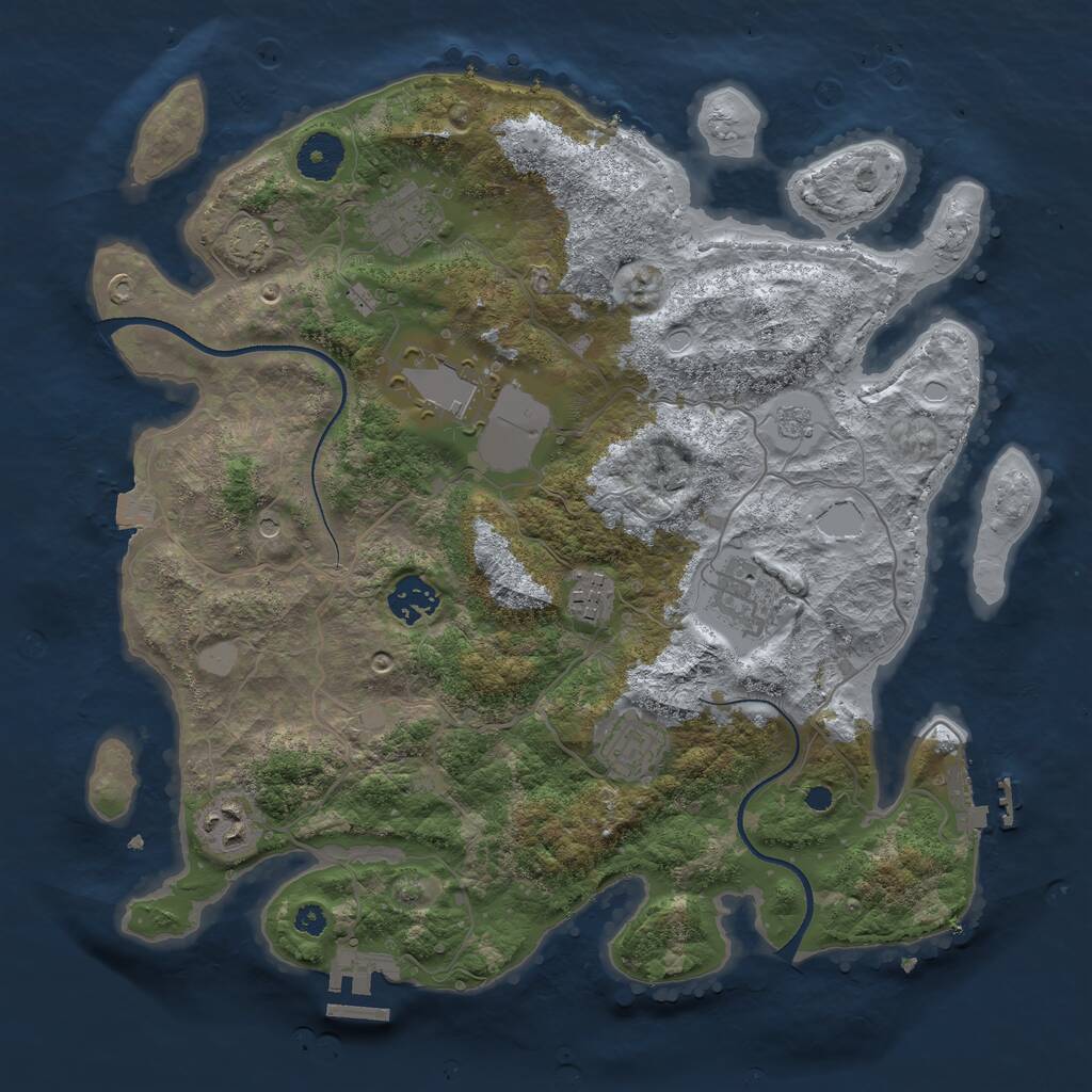 Rust Map: Procedural Map, Size: 3500, Seed: 20230201, 13 Monuments