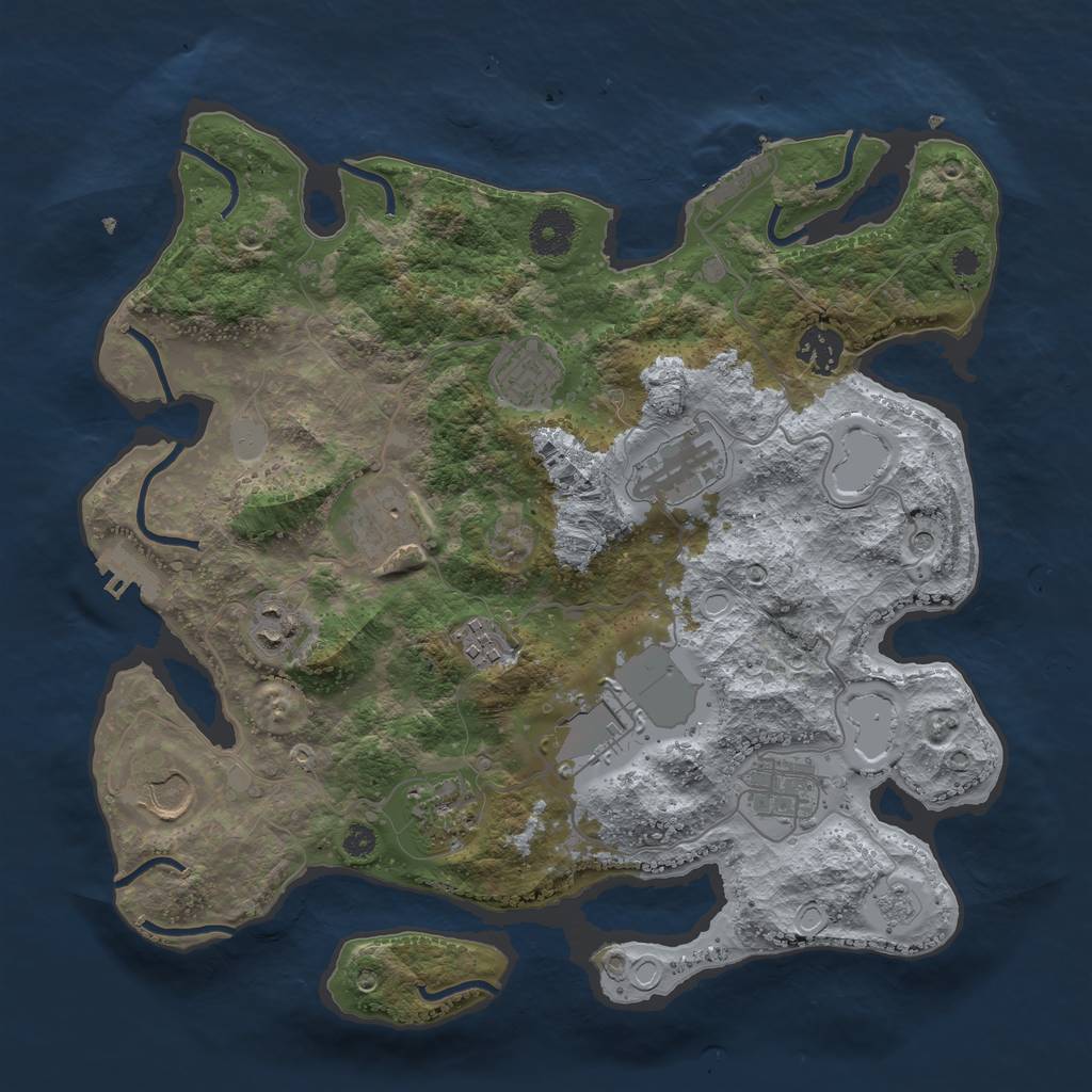 Rust Map: Procedural Map, Size: 3500, Seed: 2123638929, 19 Monuments