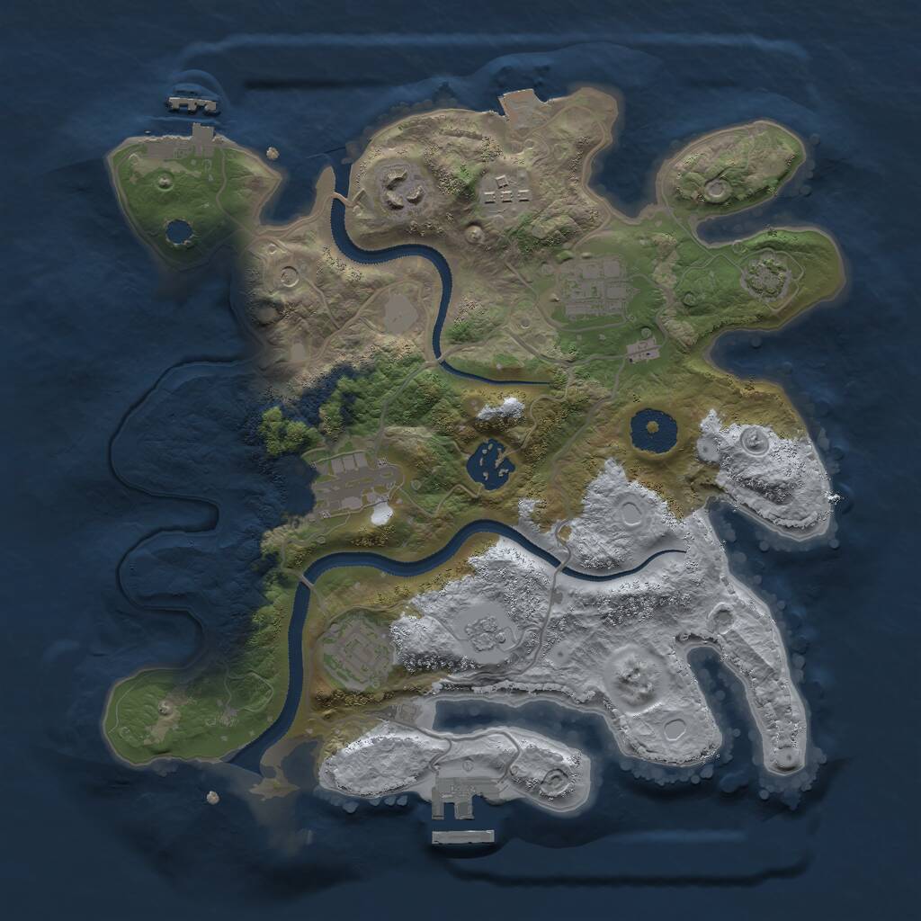 Rust Map: Procedural Map, Size: 3000, Seed: 1864205379, 12 Monuments