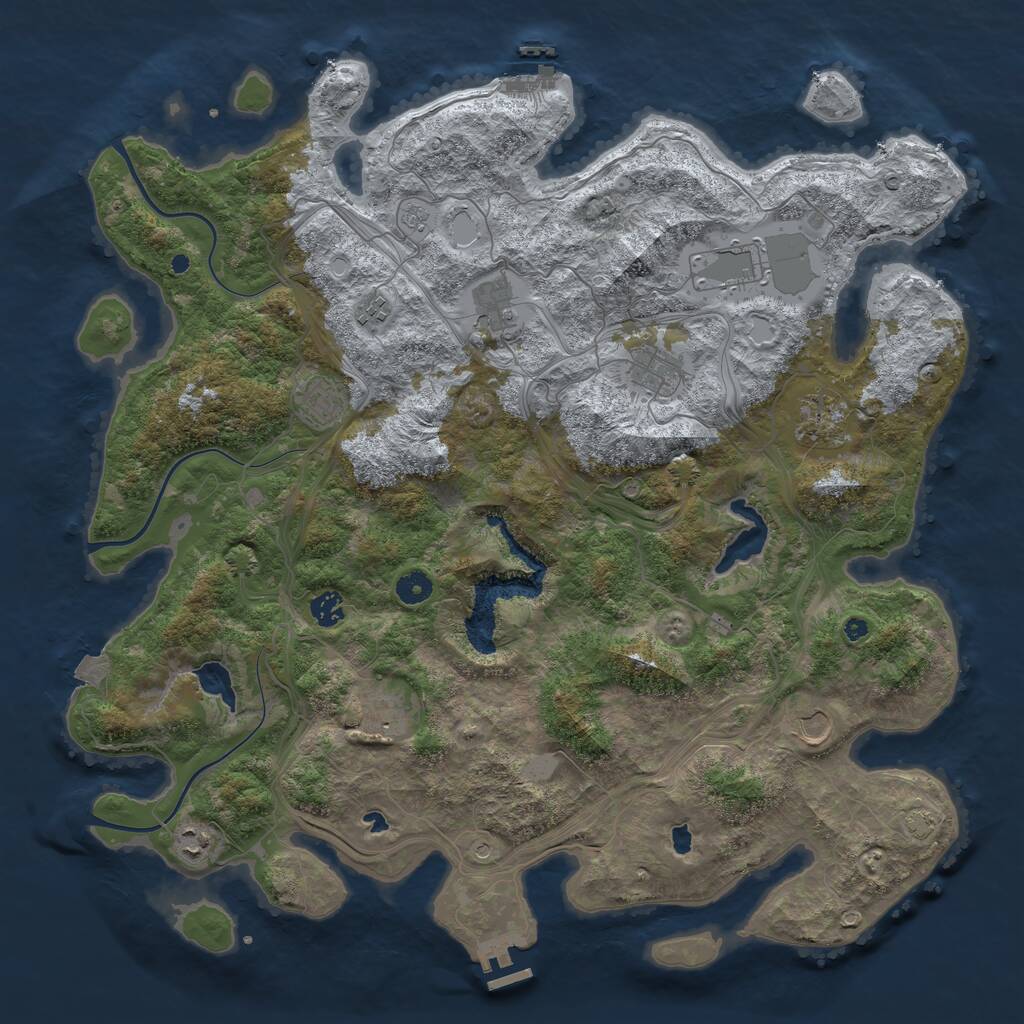 Rust Map: Procedural Map, Size: 4500, Seed: 41342, 16 Monuments