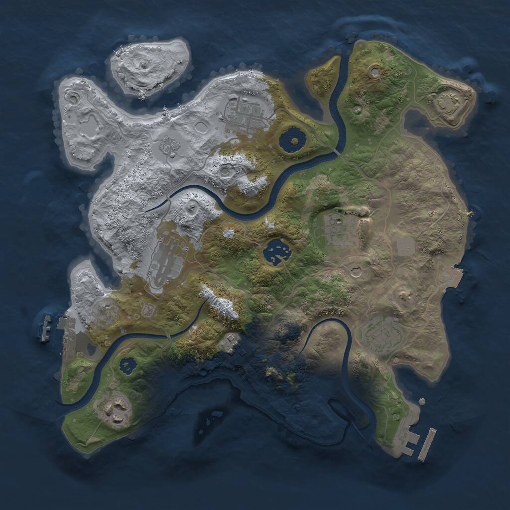 Rust Map: Procedural Map, Size: 3000, Seed: 1957817663, 13 Monuments