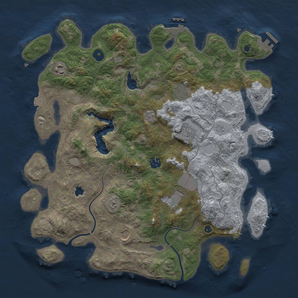 Rust Map: Procedural Map, Size: 4000, Seed: 703168731, 13 Monuments
