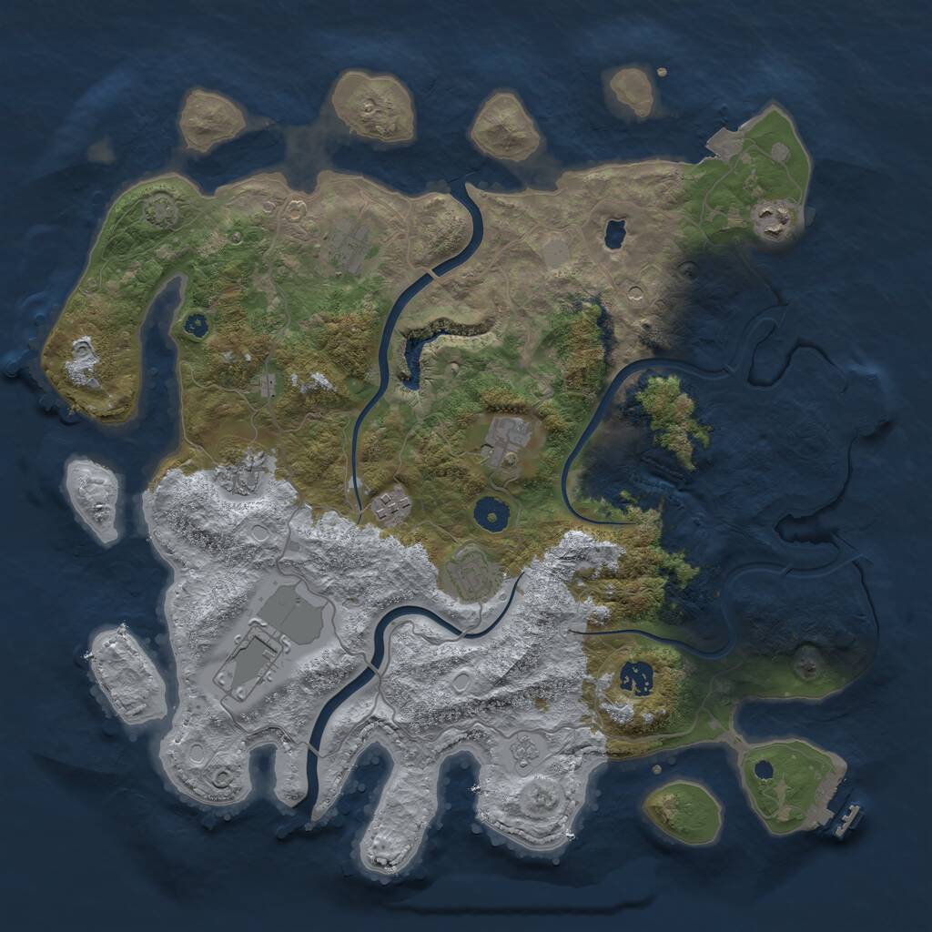 Rust Map: Procedural Map, Size: 4000, Seed: 1897295748, 14 Monuments