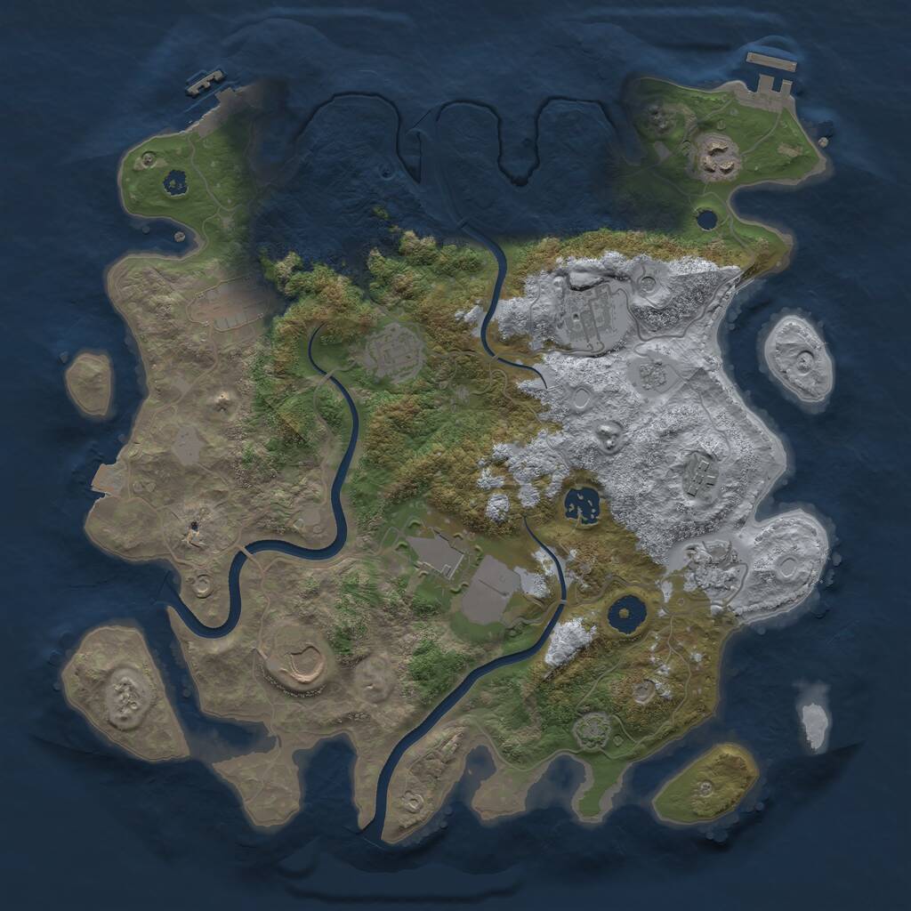 Rust Map: Procedural Map, Size: 3700, Seed: 470617774, 15 Monuments