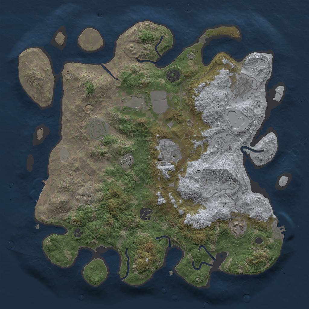 Rust Map: Procedural Map, Size: 3500, Seed: 5072386, 16 Monuments
