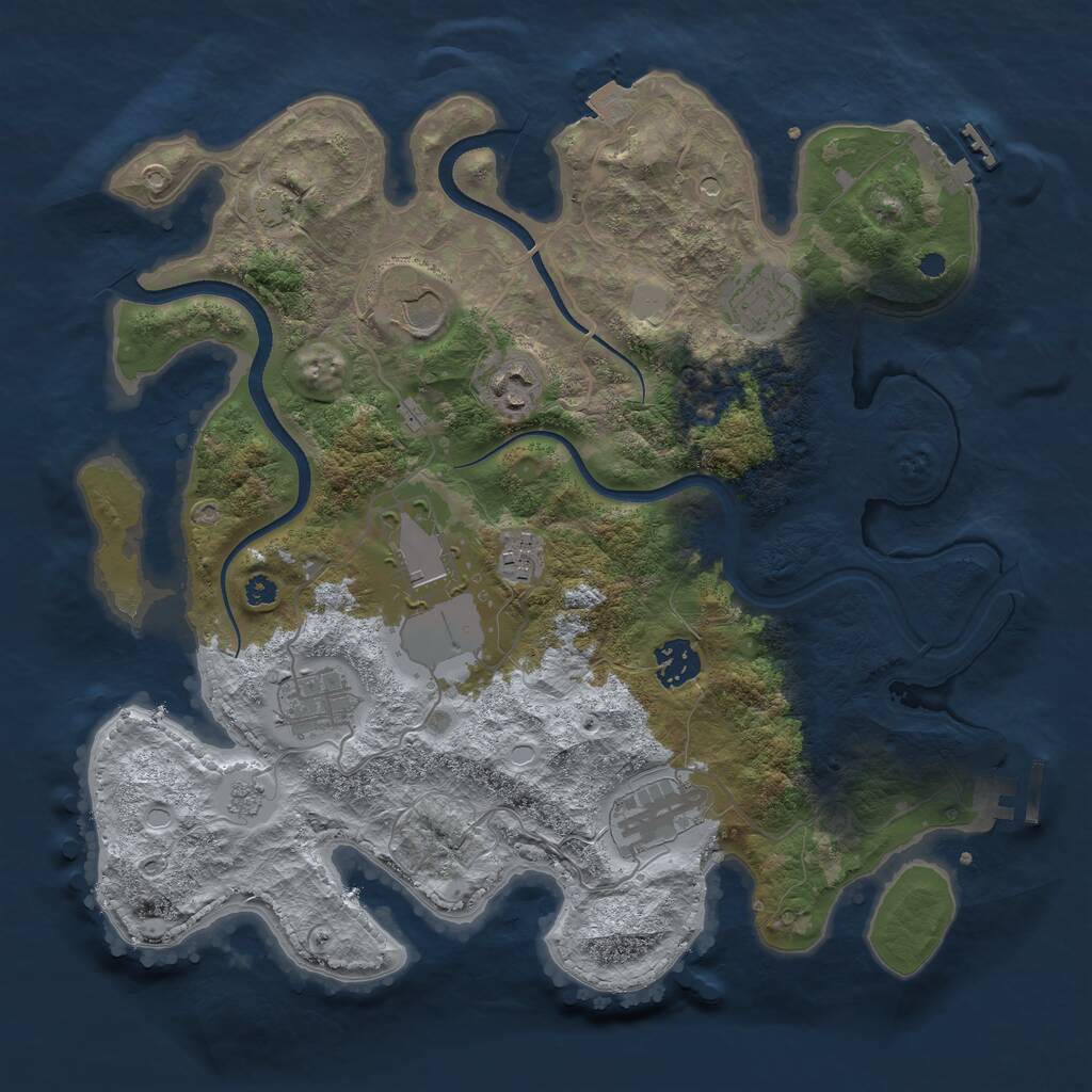 Rust Map: Procedural Map, Size: 3500, Seed: 1405854086, 14 Monuments