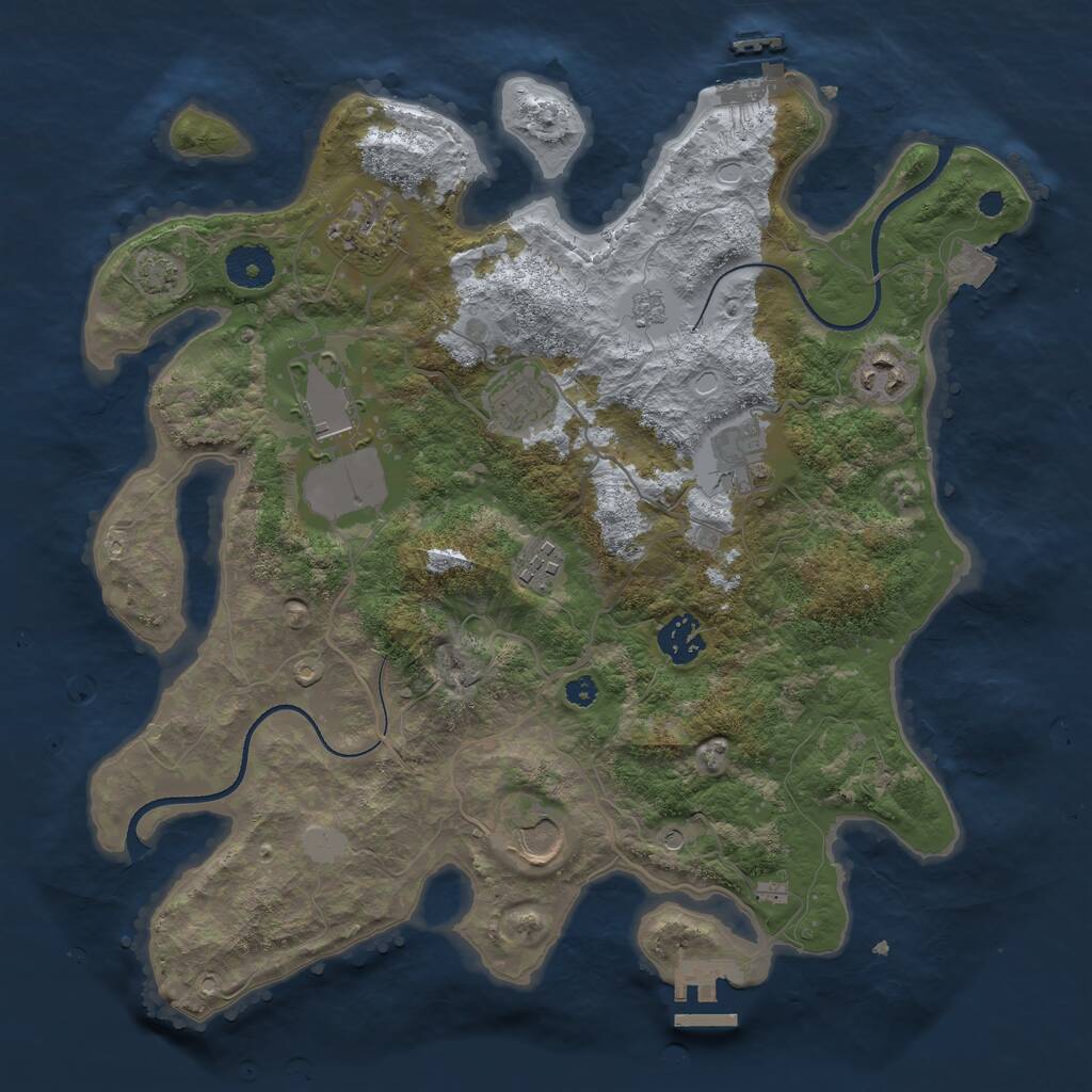 Rust Map: Procedural Map, Size: 3500, Seed: 510647, 14 Monuments
