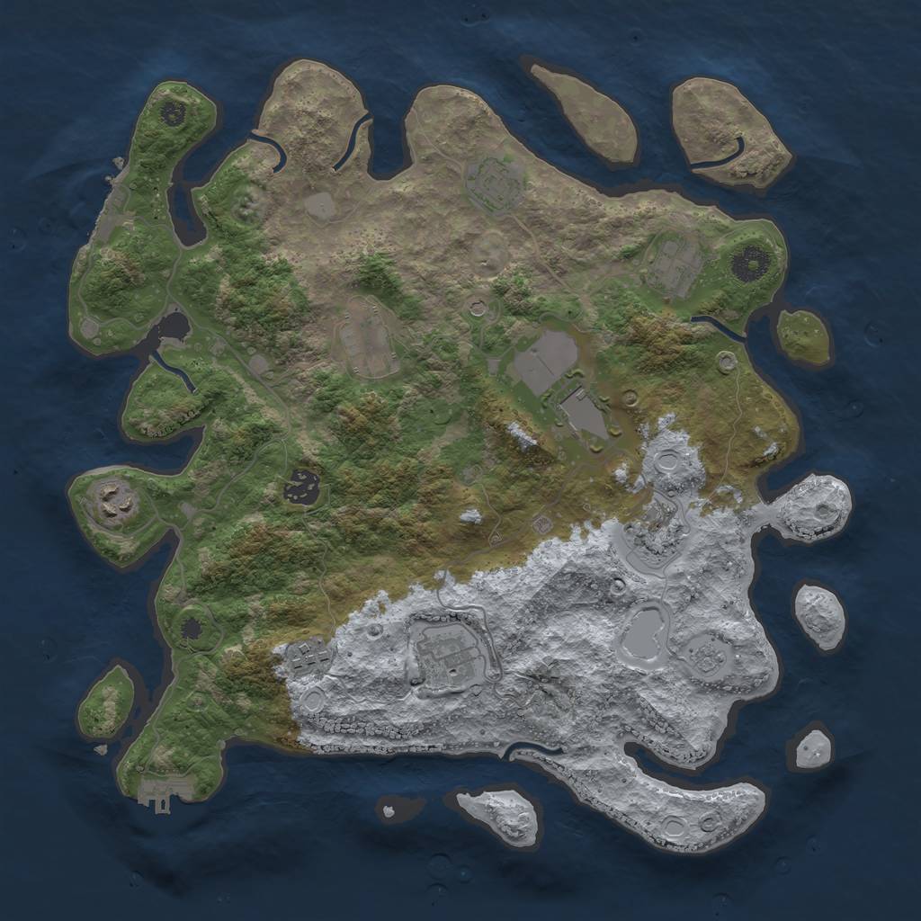 Rust Map: Procedural Map, Size: 3750, Seed: 1809689923, 18 Monuments