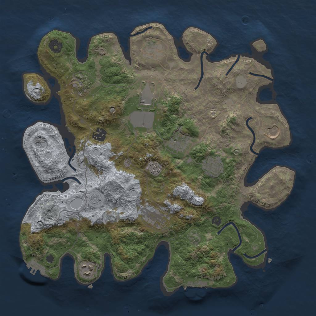 Rust Map: Procedural Map, Size: 3500, Seed: 1084195651, 19 Monuments