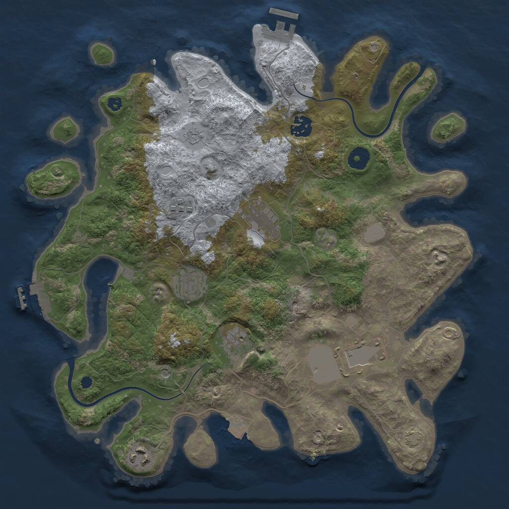 Rust Map: Procedural Map, Size: 3500, Seed: 5648829, 13 Monuments