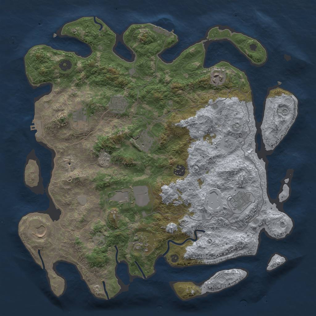 Rust Map: Procedural Map, Size: 4000, Seed: 1345541594, 17 Monuments