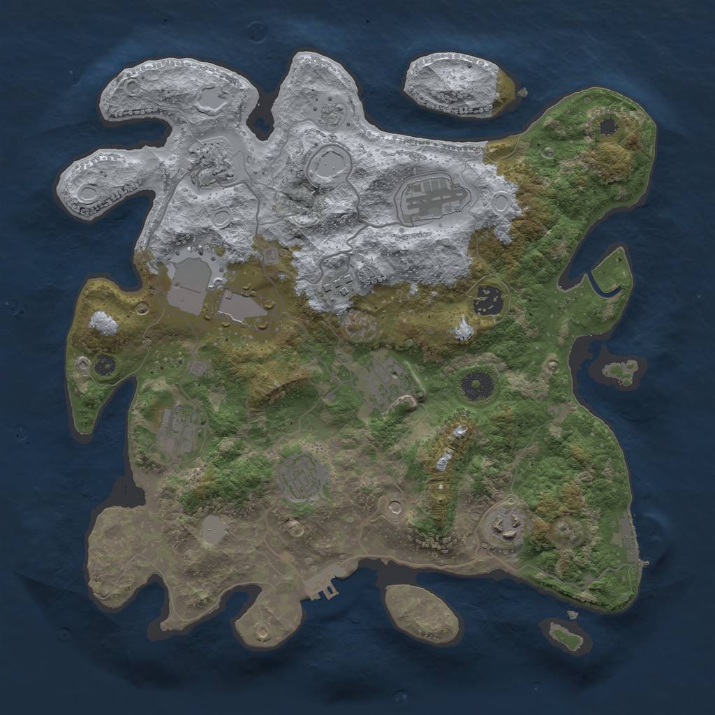 Rust Map: Procedural Map, Size: 3500, Seed: 573953846, 16 Monuments