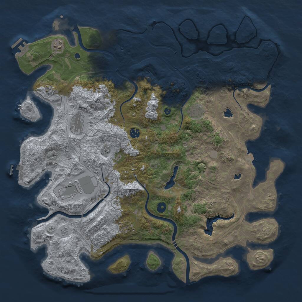 Rust Map: Procedural Map, Size: 4500, Seed: 34665785, 13 Monuments