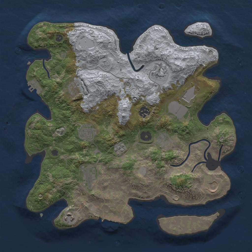 Rust Map: Procedural Map, Size: 3500, Seed: 1003589788, 17 Monuments