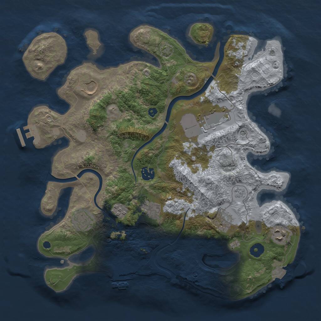 Rust Map: Procedural Map, Size: 3500, Seed: 58945549, 14 Monuments