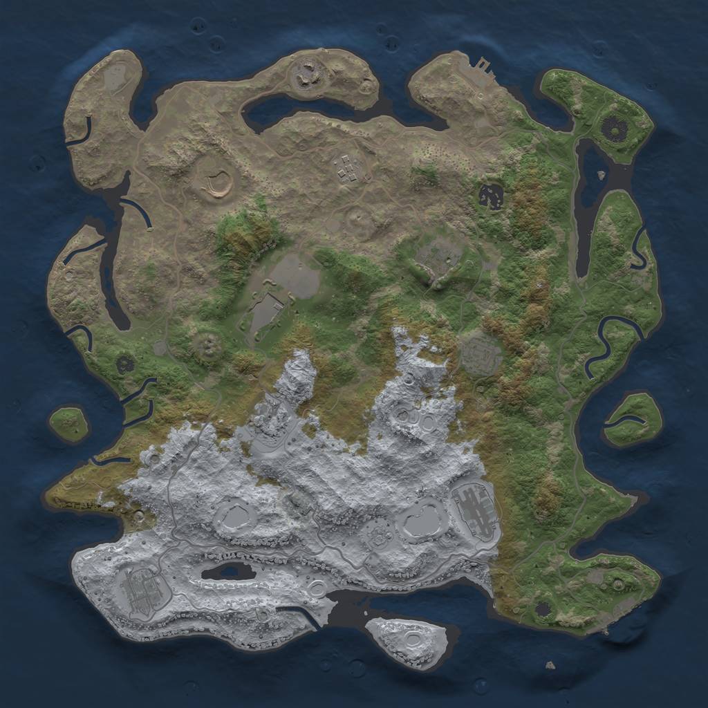Rust Map: Procedural Map, Size: 4000, Seed: 1337285844, 19 Monuments