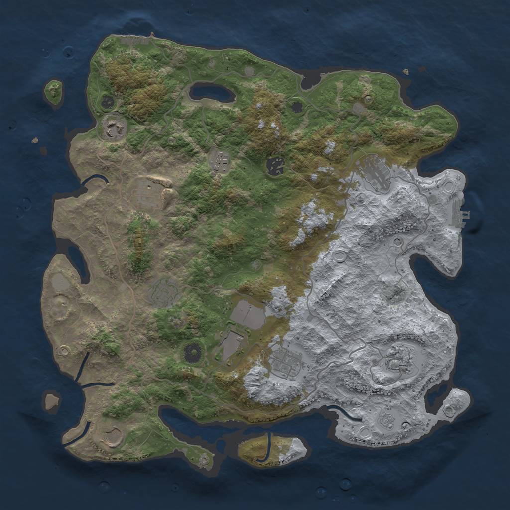 Rust Map: Procedural Map, Size: 4000, Seed: 101983739, 19 Monuments