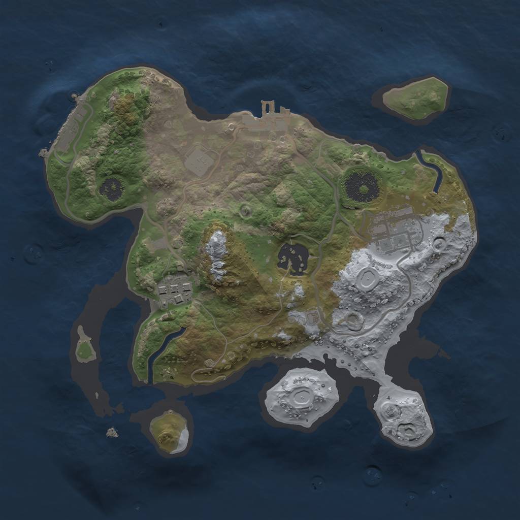 Rust Map: Procedural Map, Size: 2400, Seed: 855555, 8 Monuments