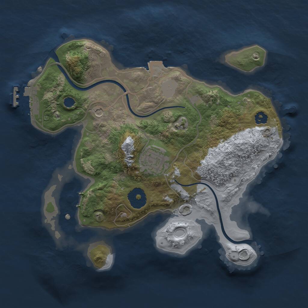 Rust Map: Procedural Map, Size: 2400, Seed: 855555, 4 Monuments