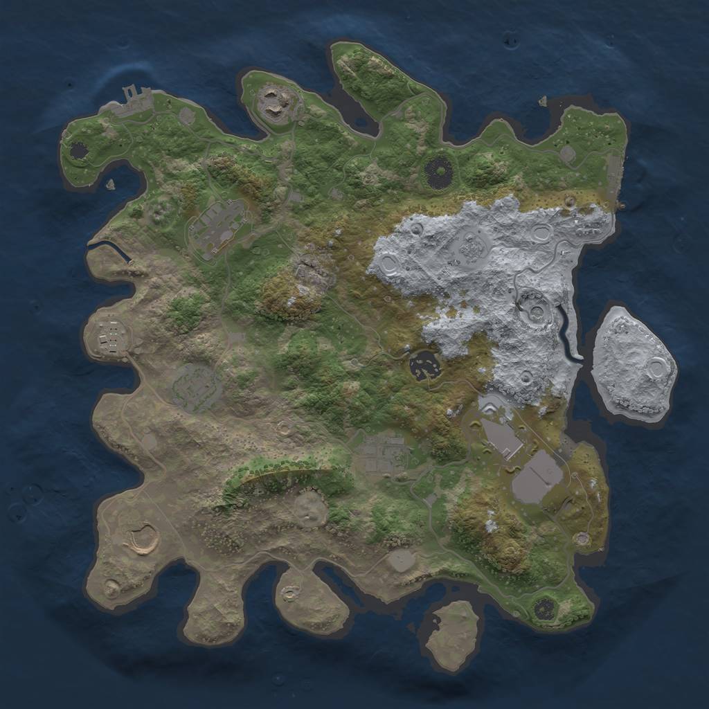 Rust Map: Procedural Map, Size: 3500, Seed: 64737400, 15 Monuments