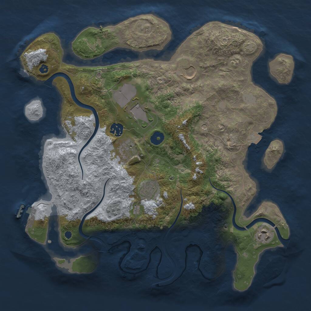 Rust Map: Procedural Map, Size: 3500, Seed: 57172484, 12 Monuments