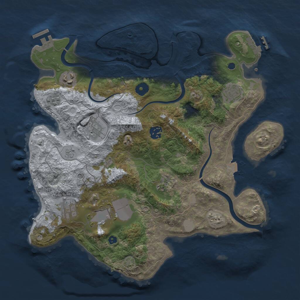 Rust Map: Procedural Map, Size: 3500, Seed: 70838035, 14 Monuments