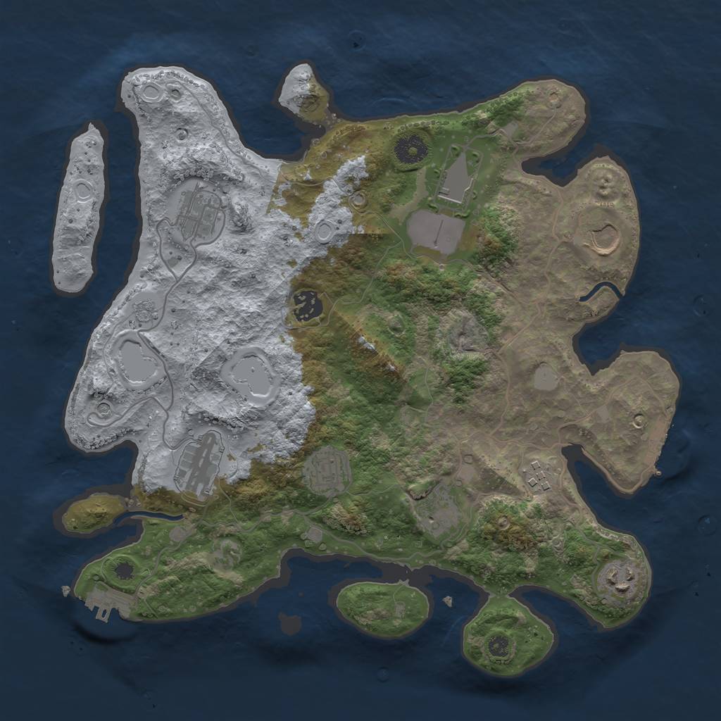 Rust Map: Procedural Map, Size: 3500, Seed: 59115670, 16 Monuments