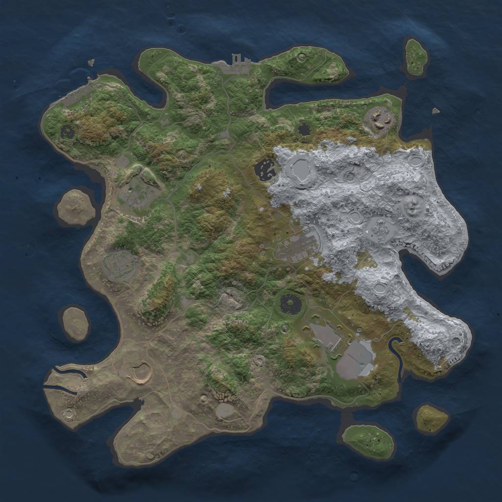 Rust Map: Procedural Map, Size: 3500, Seed: 1878515, 16 Monuments