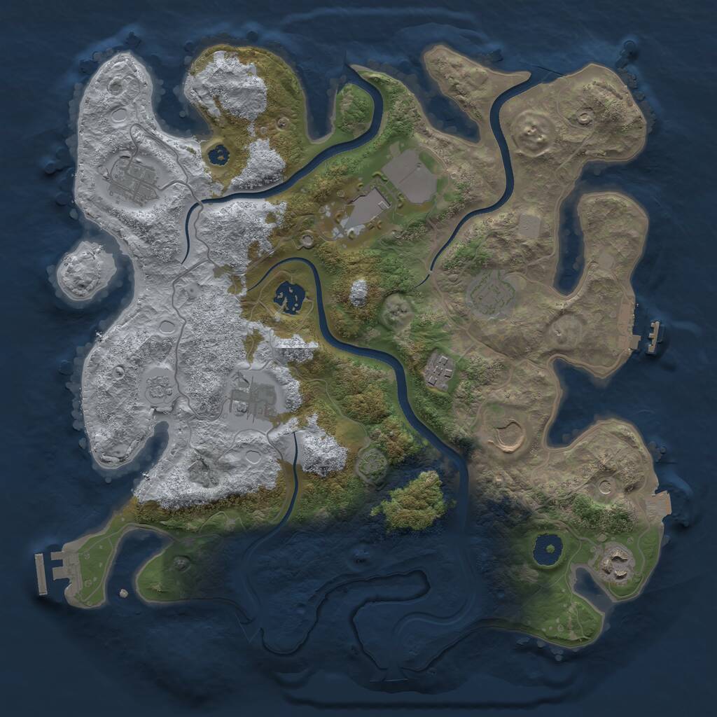 Rust Map: Procedural Map, Size: 3500, Seed: 62647508, 14 Monuments