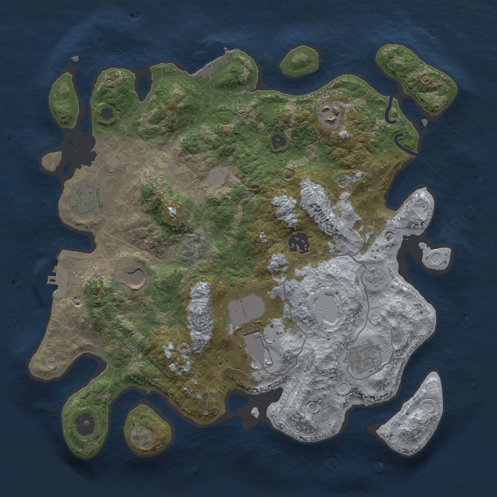 Rust Map: Procedural Map, Size: 3500, Seed: 58896647, 15 Monuments