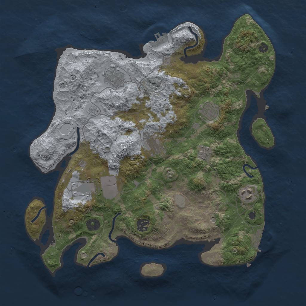 Rust Map: Procedural Map, Size: 3500, Seed: 47274014, 16 Monuments