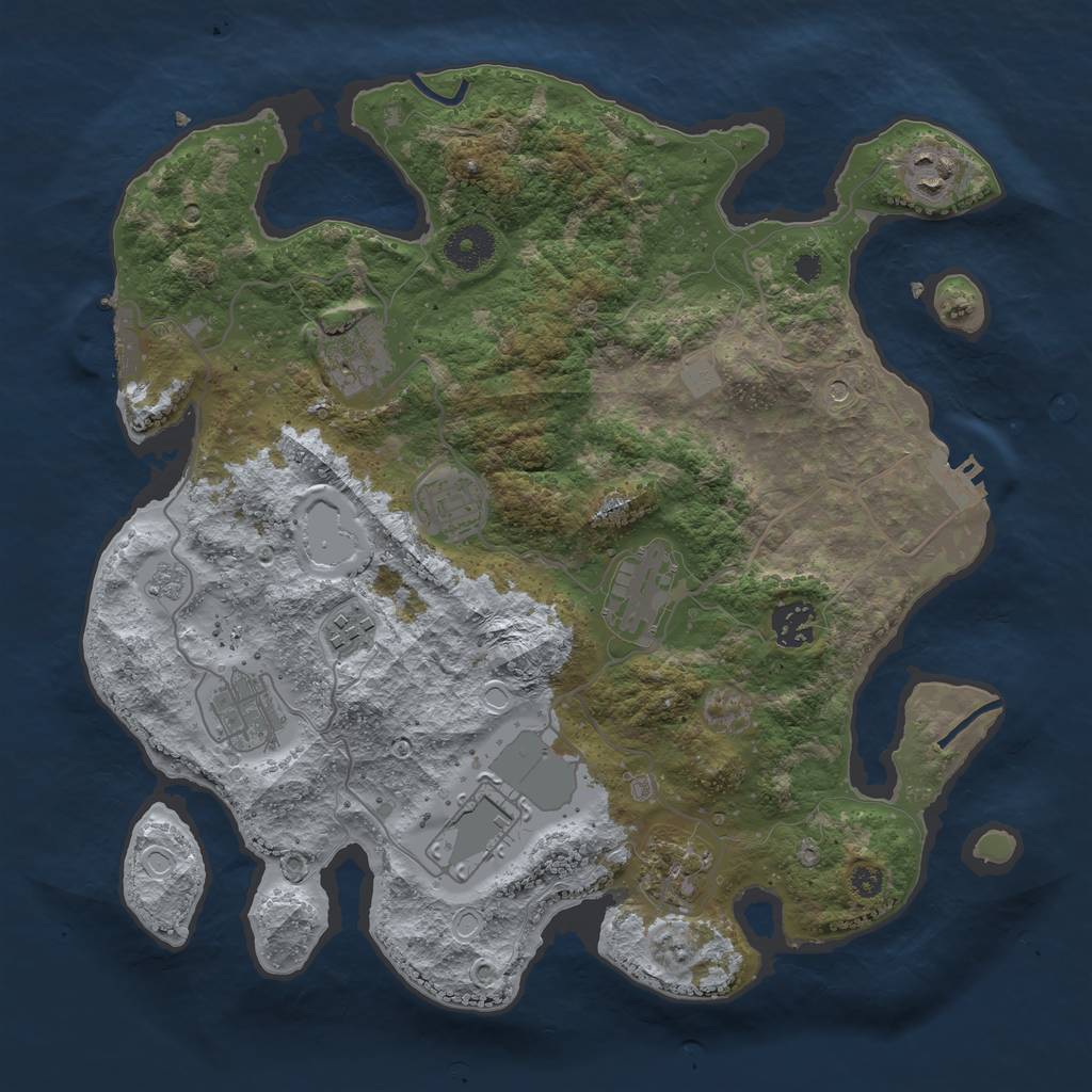 Rust Map: Procedural Map, Size: 3500, Seed: 36390479, 18 Monuments