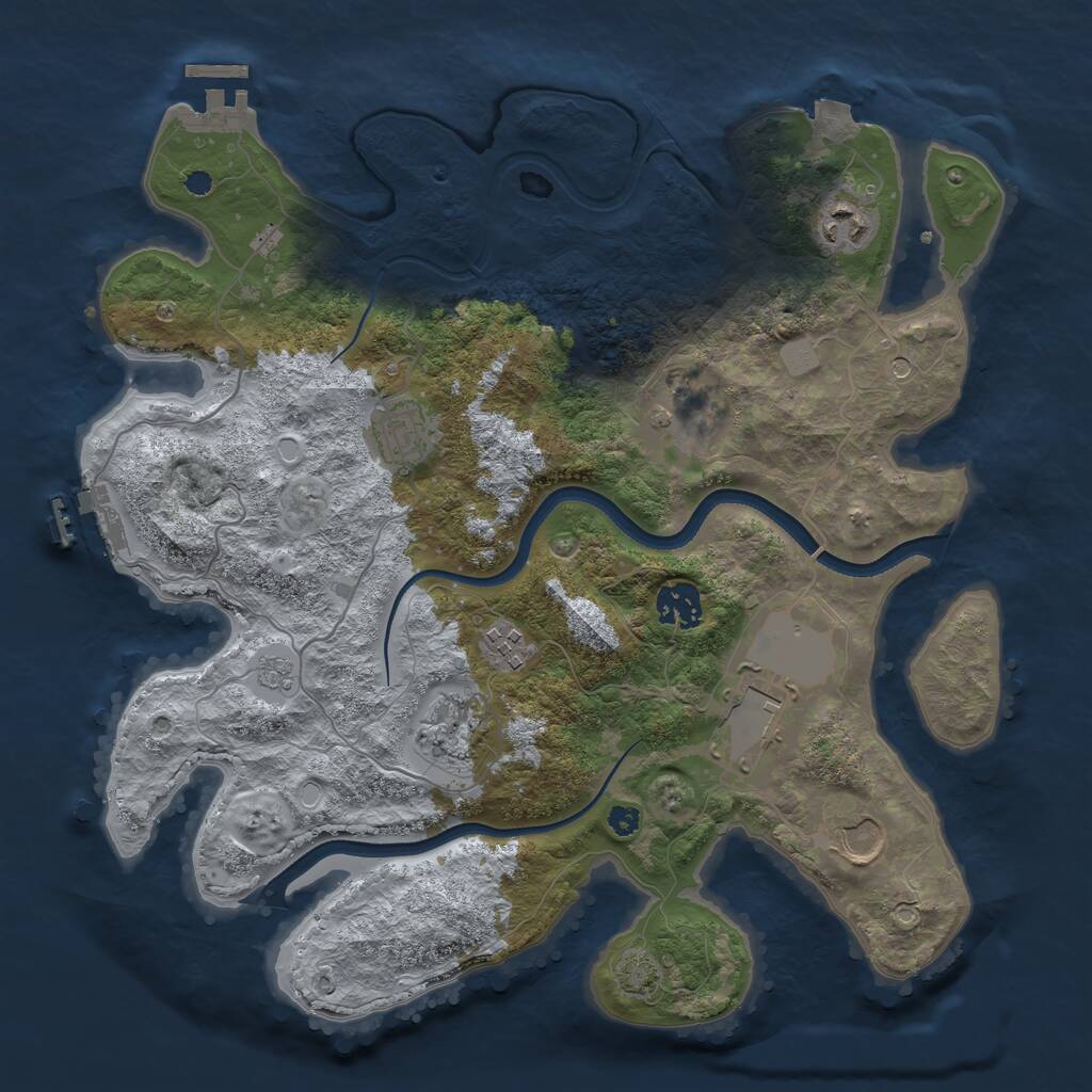 Rust Map: Procedural Map, Size: 3500, Seed: 57817712, 14 Monuments