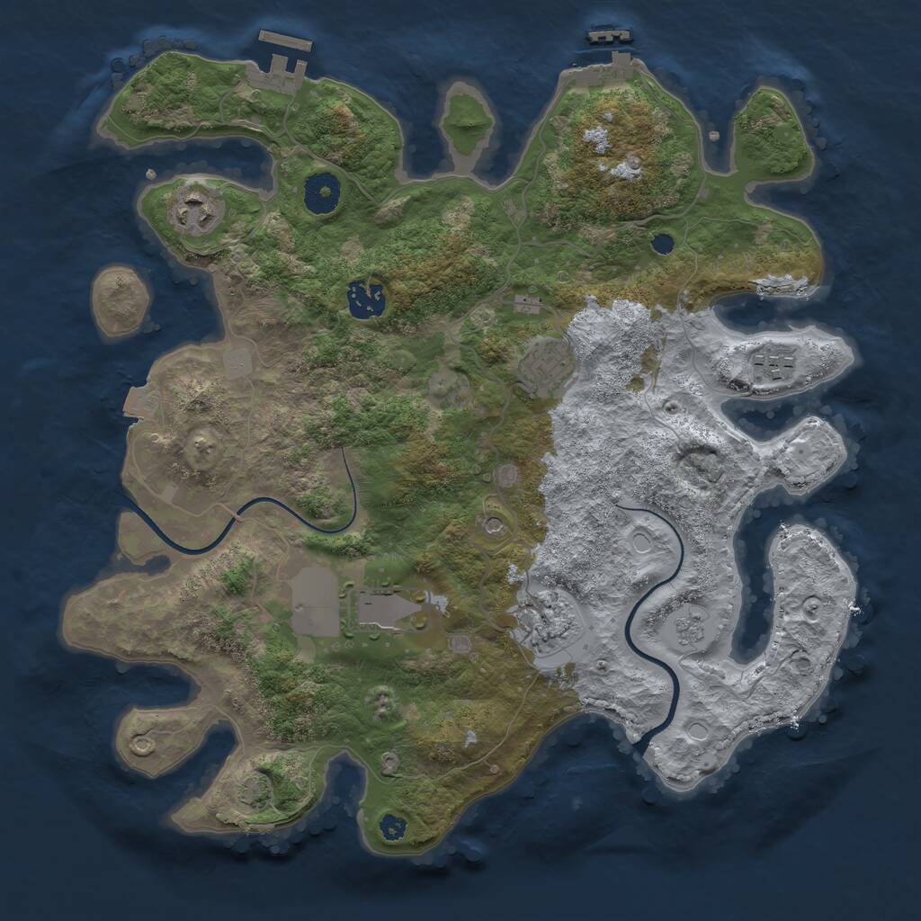 Rust Map: Procedural Map, Size: 3500, Seed: 78217439, 12 Monuments