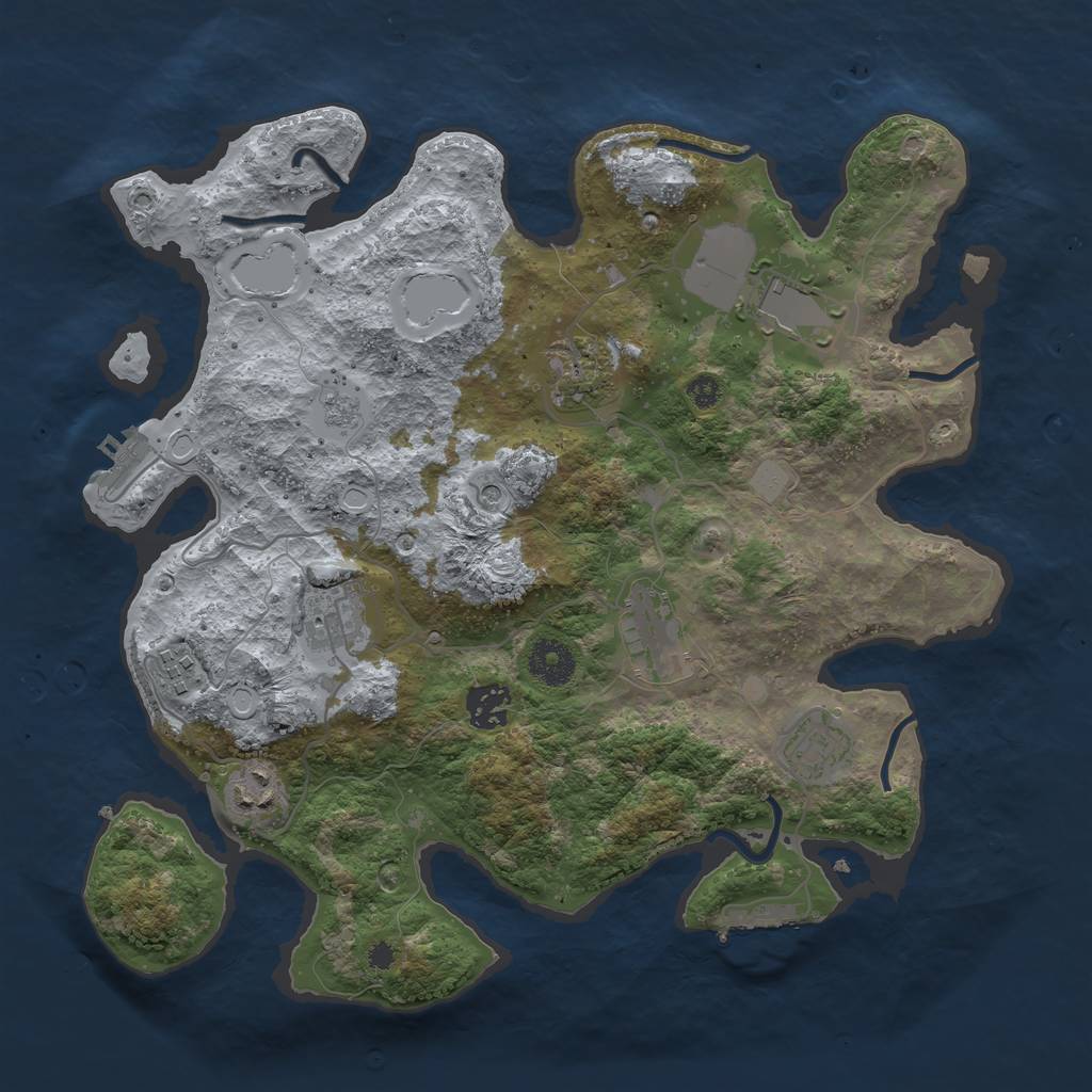 Rust Map: Procedural Map, Size: 3500, Seed: 65738957, 17 Monuments