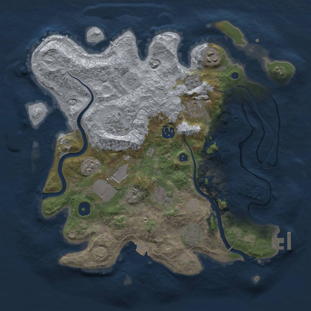 Rust Map: Procedural Map, Size: 3500, Seed: 3215205, 13 Monuments