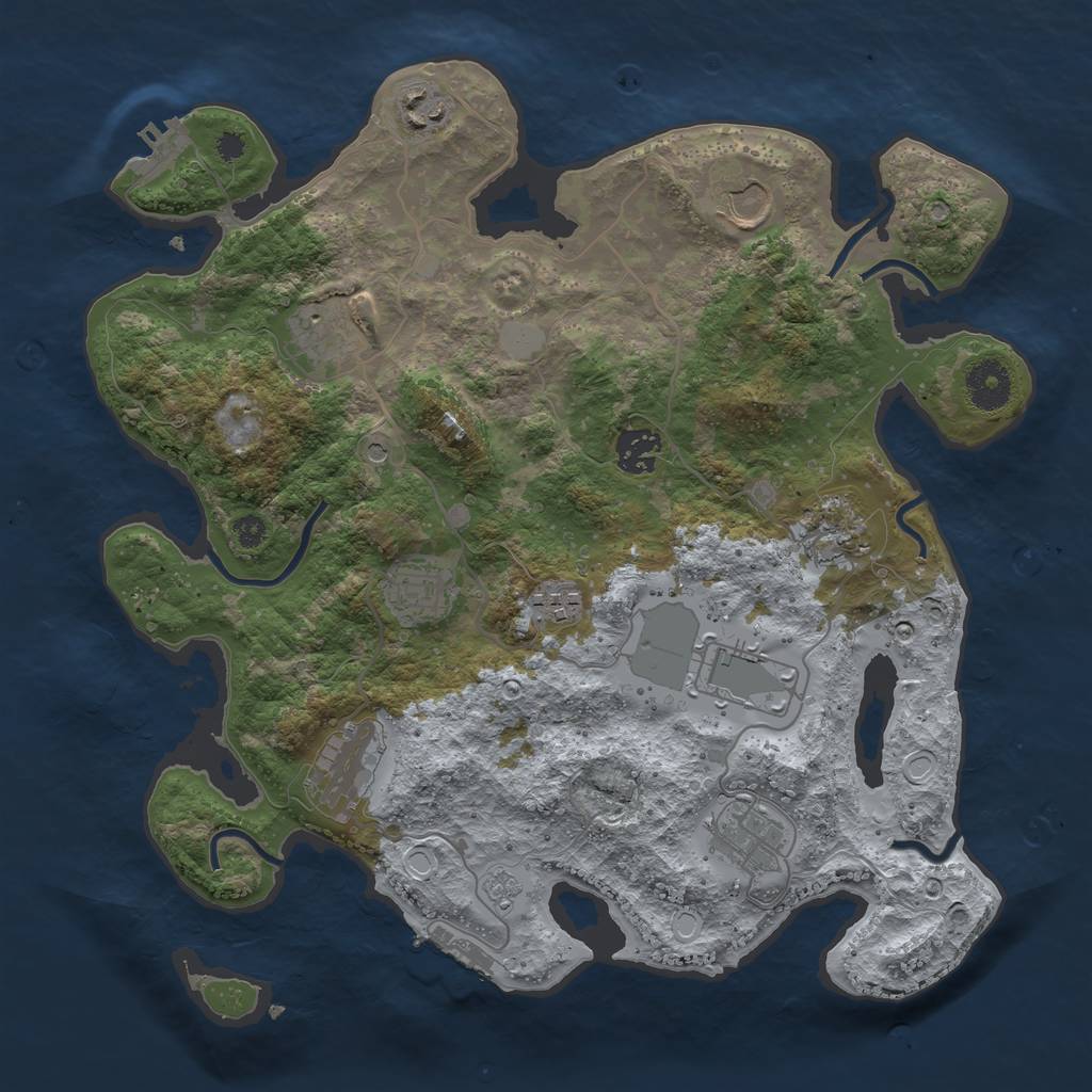Rust Map: Procedural Map, Size: 3500, Seed: 90928034, 19 Monuments