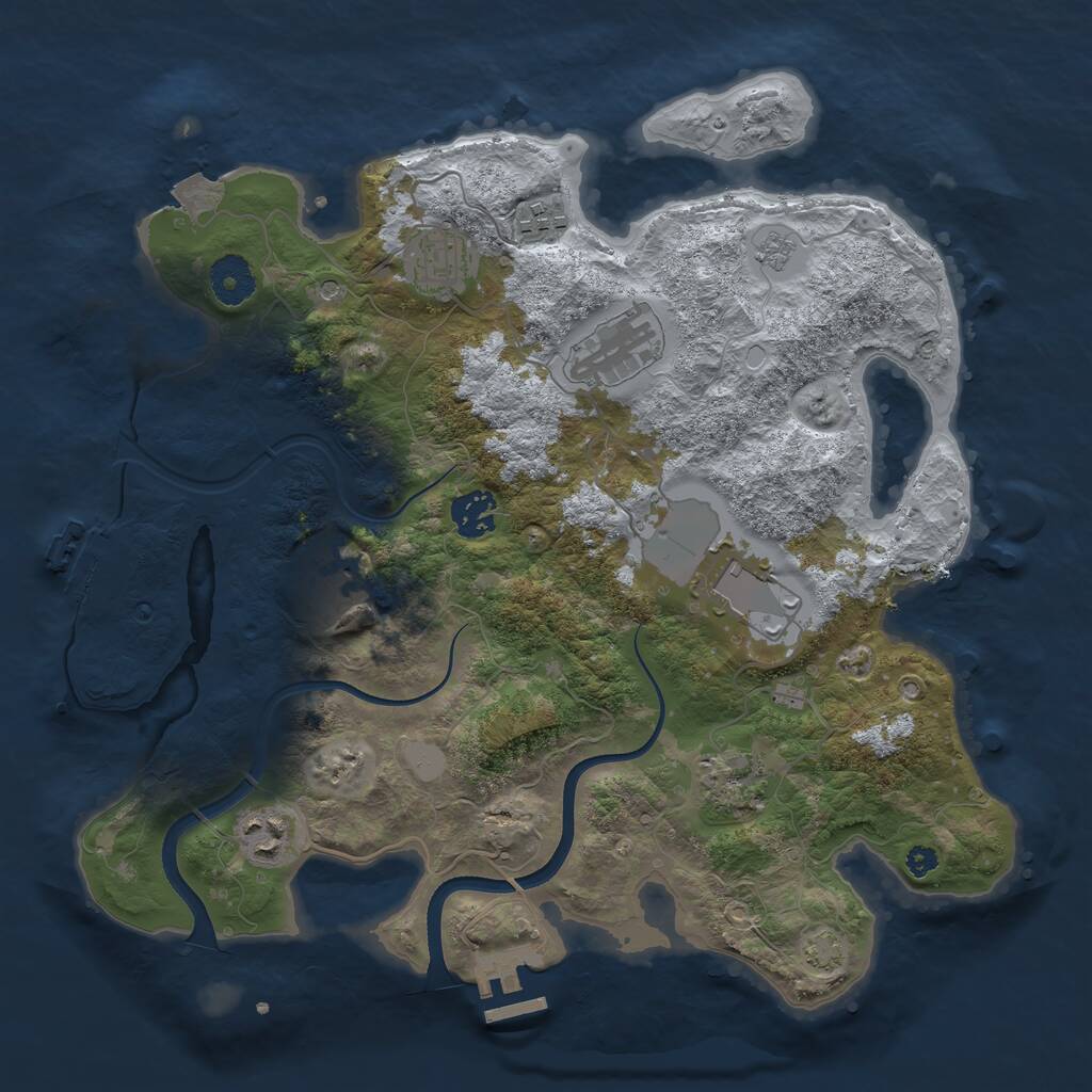 Rust Map: Procedural Map, Size: 3500, Seed: 21968514, 14 Monuments