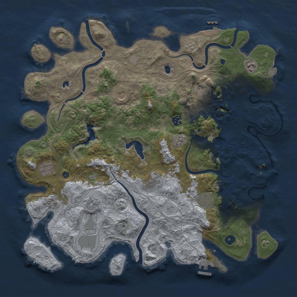 Rust Map: Procedural Map, Size: 4500, Seed: 596567342, 16 Monuments
