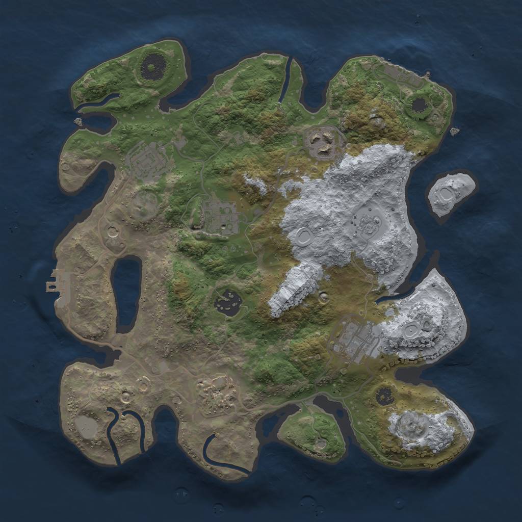 Rust Map: Procedural Map, Size: 3000, Seed: 6195740, 13 Monuments
