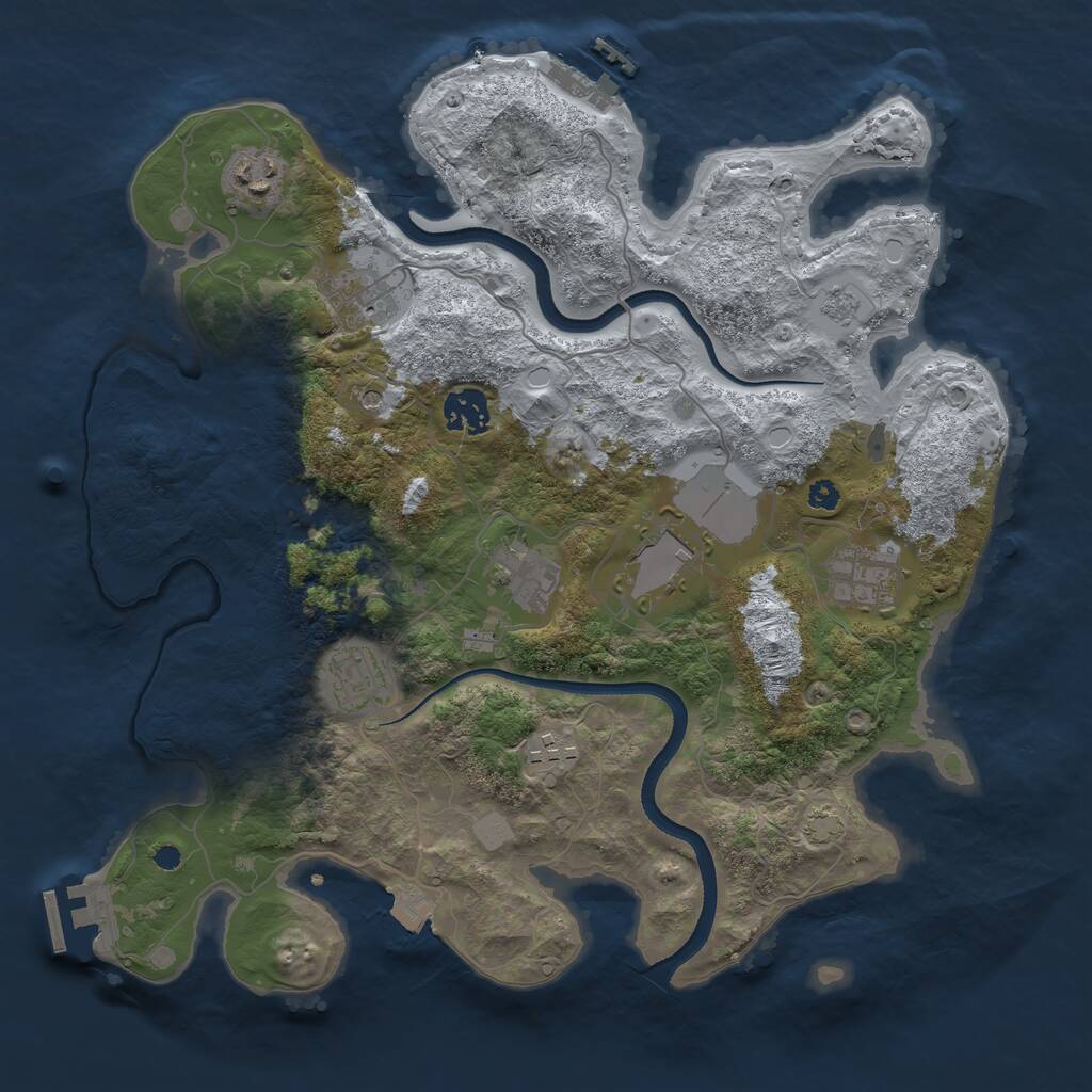Rust Map: Procedural Map, Size: 3500, Seed: 45035607, 14 Monuments