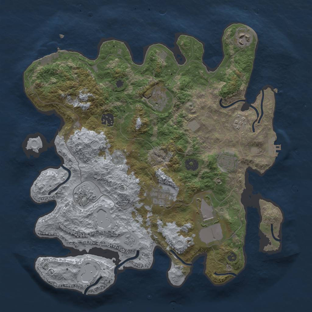 Rust Map: Procedural Map, Size: 3500, Seed: 7622536, 17 Monuments