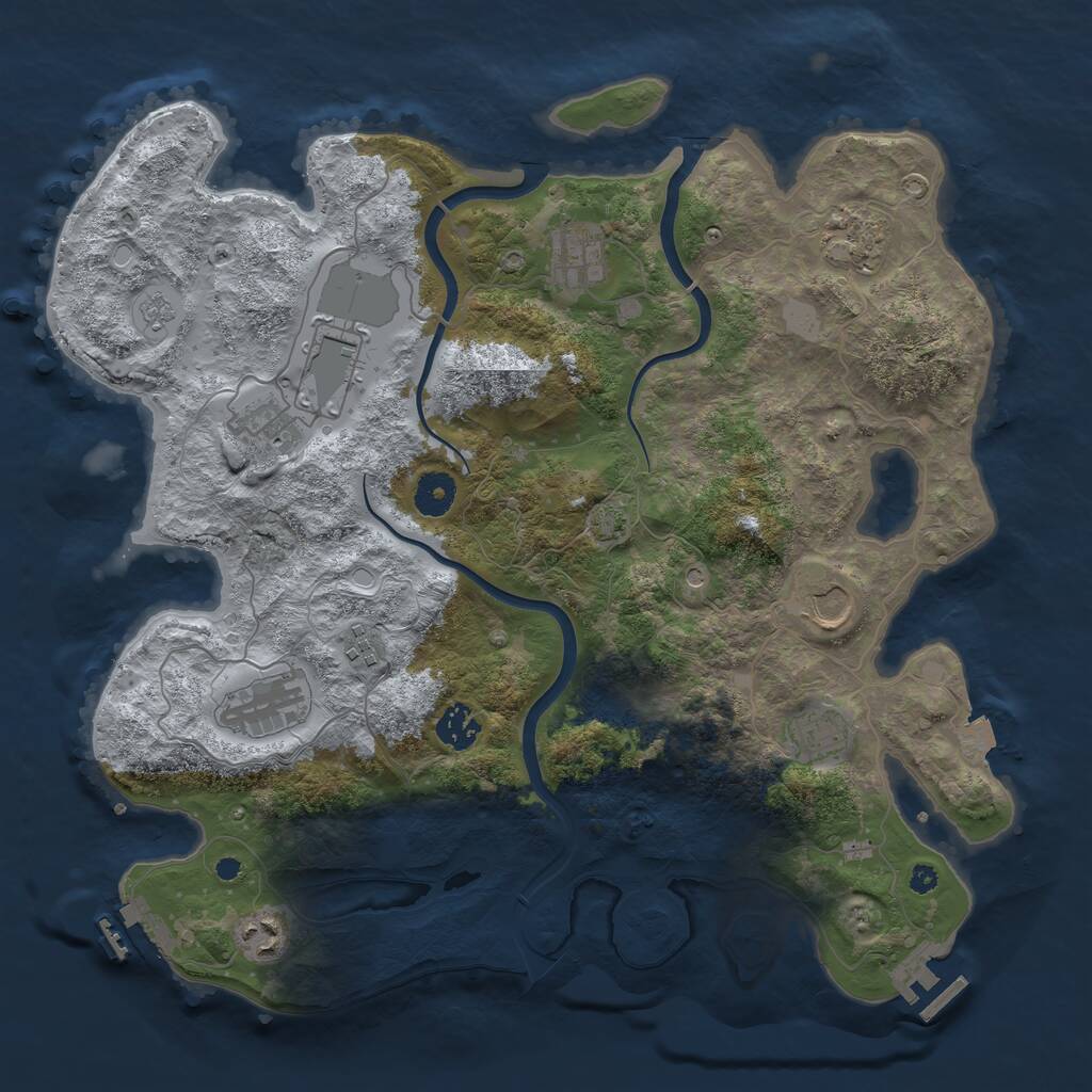 Rust Map: Procedural Map, Size: 3800, Seed: 1551698, 16 Monuments