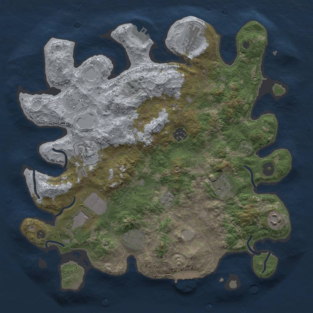 Rust Map: Procedural Map, Size: 3600, Seed: 8603923, 17 Monuments