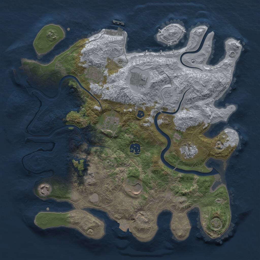 Rust Map: Procedural Map, Size: 3500, Seed: 39172969, 14 Monuments