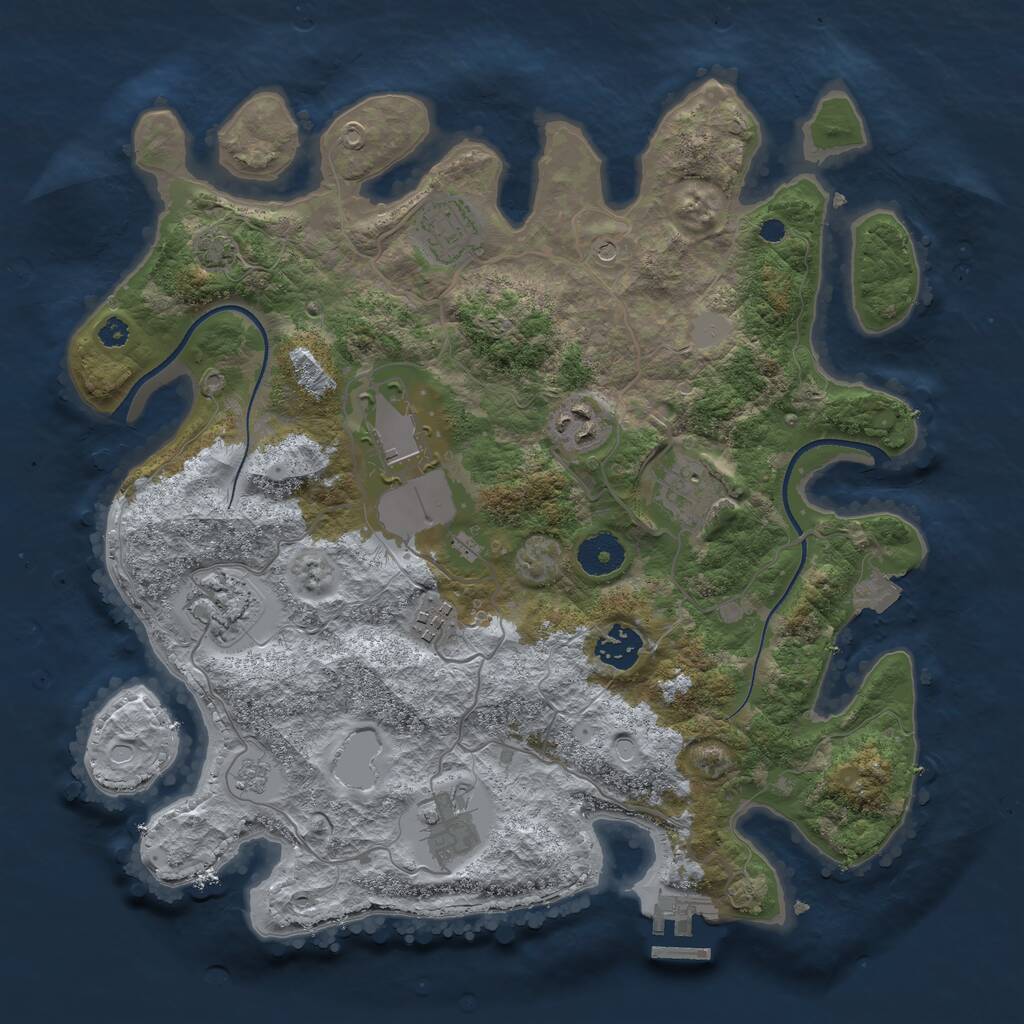 Rust Map: Procedural Map, Size: 3500, Seed: 56489278, 13 Monuments
