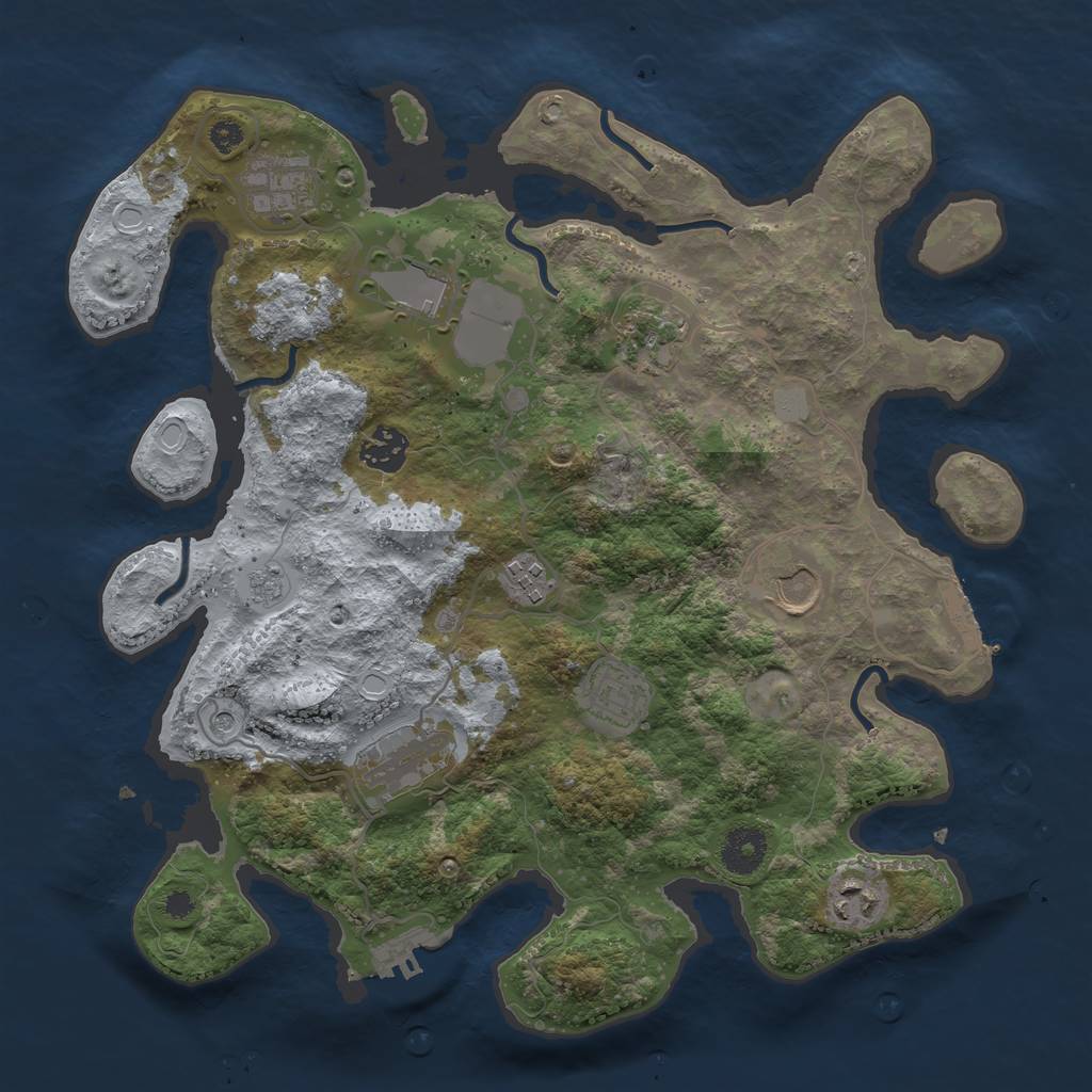 Rust Map: Procedural Map, Size: 3500, Seed: 16837299, 18 Monuments