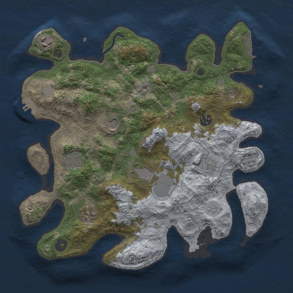 Rust Map: Procedural Map, Size: 3500, Seed: 38040524, 17 Monuments