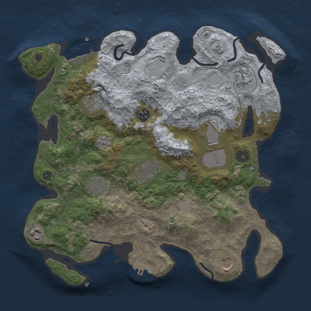 Rust Map: Procedural Map, Size: 3500, Seed: 14879513, 18 Monuments